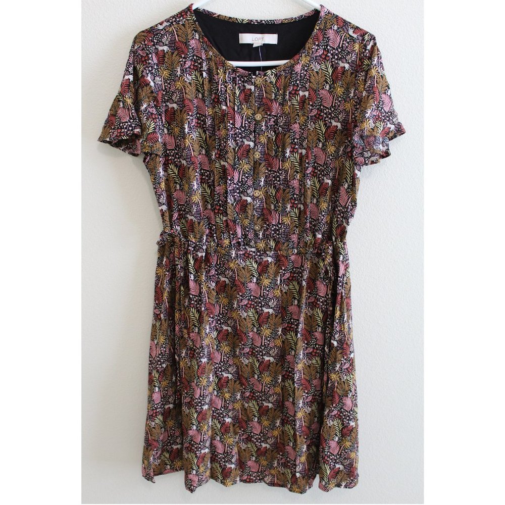 NWT LOFT Jungle Print adjustable waist dress